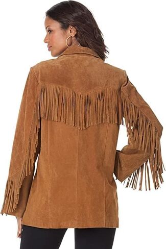 Western Genuine Leather Suede Jacket Women Cowlady Classic Native American Fringe Cowgirl Jacket with Tassels in Saudi Arabia