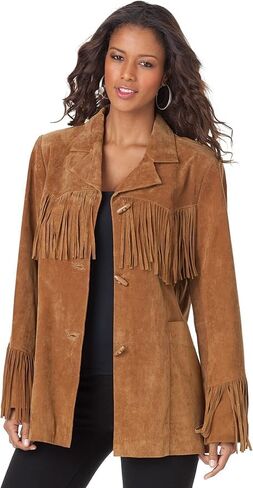 Western Genuine Leather Suede Jacket Women Cowlady Classic Native American Fringe Cowgirl Jacket with Tassels in Saudi Arabia