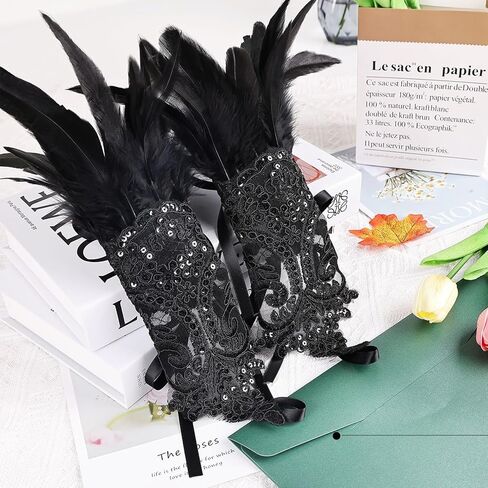 قفازات الدانتيل الأسود غلاف معصم ، ريشة أزياء اليد اليدوية الدانتيل الدانتيل مرنة هوك القفازات إصبع الهالوين ، حفل زفاف ، حفل الشاي ، تنكر ، ملهى ليلي ، الكفة اليومية زخرفة يا فتيات in Kuwait