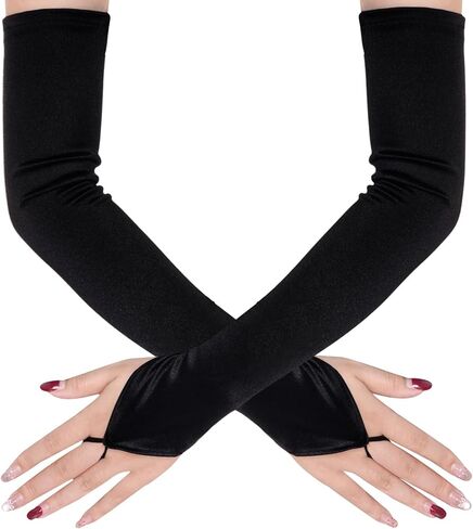 Fingerless Elbow Long Opera Party Gloves for Women 1920s 20s Satin Gloves Costume Glove for Wedding Evening Dress in Saudi Arabia