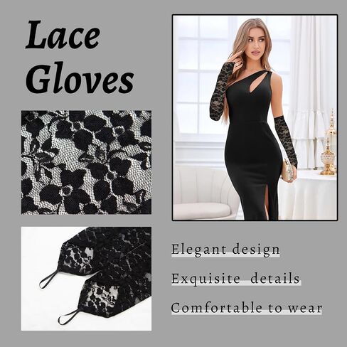 Long Keeper Elegant Floral Lace Gloves Women Elbow Length Fingerless Long Gloves for Bridal Opera Evening Wedding Party Prom in Saudi Arabia