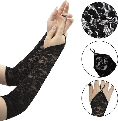 Long Keeper Elegant Floral Lace Gloves Women Elbow Length Fingerless Long Gloves for Bridal Opera Evening Wedding Party Prom in Saudi Arabia