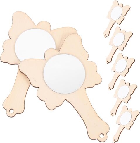 Angoily 10pcs Wooden Boys and Girls Mirrors Mirrors DIY Hand Handmade Toy Boy Girl Accessory in Saudi Arabia
