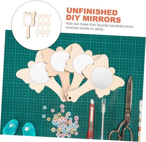 Angoily 10pcs Wooden Boys and Girls Mirrors Mirrors DIY Hand Handmade Toy Boy Girl Accessory in Saudi Arabia