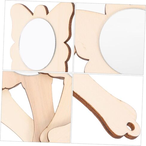 Angoily 10pcs Wooden Boys and Girls Mirrors Mirrors DIY Hand Handmade Toy Boy Girl Accessory in Saudi Arabia