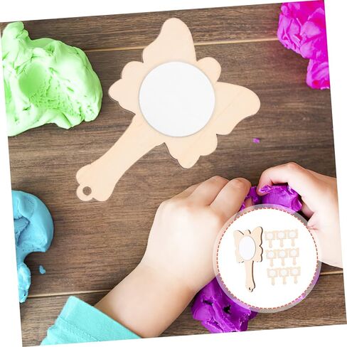 Angoily 10pcs Wooden Boys and Girls Mirrors Mirrors DIY Hand Handmade Toy Boy Girl Accessory in Saudi Arabia