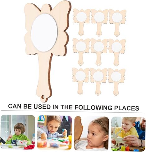 Angoily 10pcs Wooden Boys and Girls Mirrors Mirrors DIY Hand Handmade Toy Boy Girl Accessory in Saudi Arabia