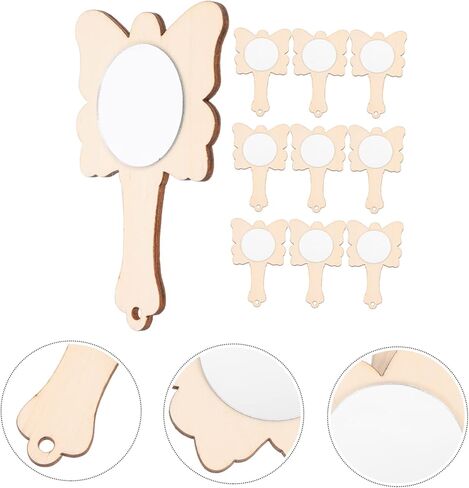 Angoily 10pcs Wooden Boys and Girls Mirrors Mirrors DIY Hand Handmade Toy Boy Girl Accessory in Saudi Arabia