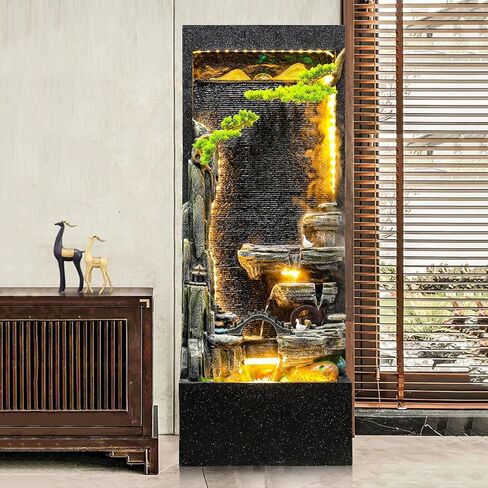 Decor Indoor/Outdoor Garden Water Fountain with LED Lights, Large Rockery Floor-Standing Fountain, Waterfall Feature for Home Garden Decor for Entryway in Saudi Arabia
