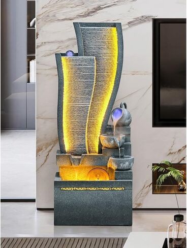 Decor Modern Minimalist Running Water Wealth Creation Ornament, Circulating Water Office Living Room Floor to Ceiling Landscape for Entryway in Saudi Arabia