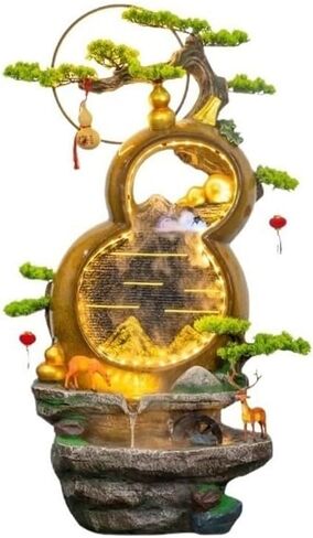Decor Hulu Cycle Water Fountain Living Room Entrance, Balcony Wealth Attraction Feng Shui Wheel Humidifier Decorative Ornament for Entryway in Saudi Arabia