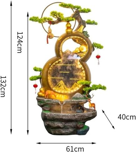 Decor Hulu Cycle Water Fountain Living Room Entrance, Balcony Wealth Attraction Feng Shui Wheel Humidifier Decorative Ornament for Entryway in Saudi Arabia