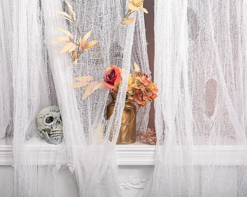 Watayo 315 x 85 Inch Halloween Creepy Cloth - Black Halloween Scary Spooky Cloth - Windows Doorways Cover Gauze for Halloween Party Haunted House Decorations in Kuwait