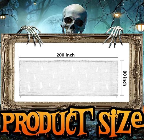 Watayo 315 x 85 Inch Halloween Creepy Cloth - Black Halloween Scary Spooky Cloth - Windows Doorways Cover Gauze for Halloween Party Haunted House Decorations in Kuwait