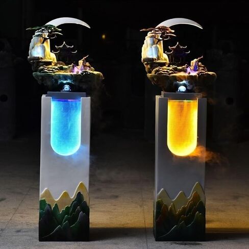 قاع الديكور يقف نافورة مع صخور اصطناعية وأضواء LED ، فناء غرفة المعيشة فناء المناظر الطبيعية للمياه للدخول (أصفر) in Saudi Arabia
