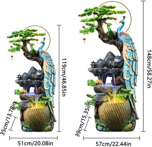 Decor Water Fountain Decor, Peacock Water Fountain with LED Glass Color Changing Globe, for Home/Office, Living Room Decorative Fountains for Entryway(Medium) in Saudi Arabia