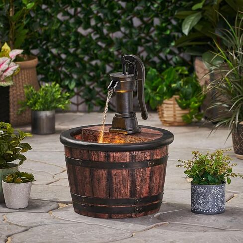 26.5" High Hand Crafted Weather Resistant Floor Fountain with Light in Saudi Arabia