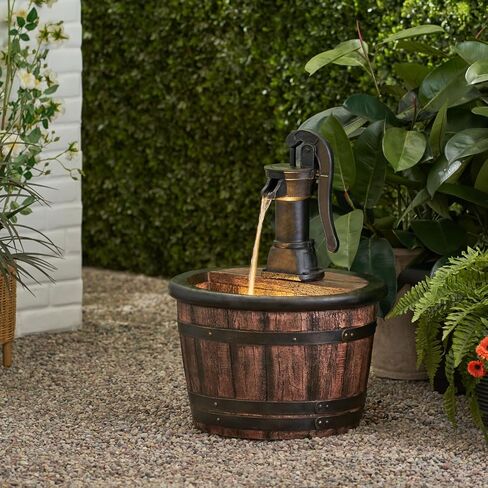 26.5" High Hand Crafted Weather Resistant Floor Fountain with Light in Saudi Arabia