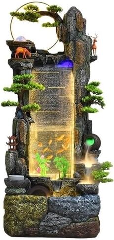 Decor Rockery, Circulating Water Ornaments Fish Tank Fountain, Wealth Attraction Feng Shui Wheel Living Room Outdoor Floor Standing Fountain for Entryway in Saudi Arabia