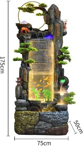 Decor Rockery, Circulating Water Ornaments Fish Tank Fountain, Wealth Attraction Feng Shui Wheel Living Room Outdoor Floor Standing Fountain for Entryway in Saudi Arabia