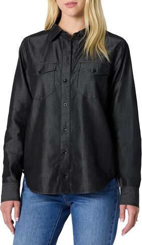 Amazon Essentials Women's Relaxed-Fit Denim Chambray Button-Down Long-Sleeve Shirt in Saudi Arabia