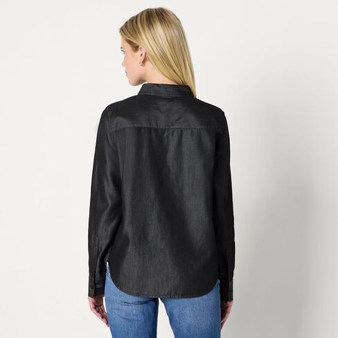 Amazon Essentials Women's Relaxed-Fit Denim Chambray Button-Down Long-Sleeve Shirt in Saudi Arabia