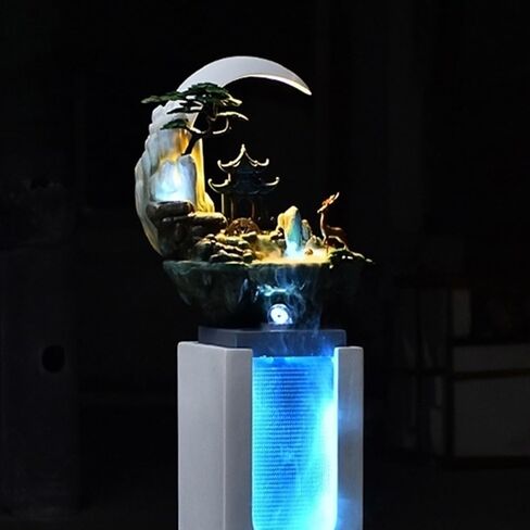 قاع الديكور يقف نافورة مع صخور اصطناعية وأضواء LED ، فناء غرفة المعيشة فناء المناظر الطبيعية للمياه للدخول (أصفر) in Saudi Arabia