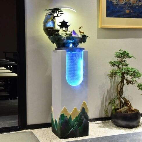 قاع الديكور يقف نافورة مع صخور اصطناعية وأضواء LED ، فناء غرفة المعيشة فناء المناظر الطبيعية للمياه للدخول (أصفر) in Saudi Arabia