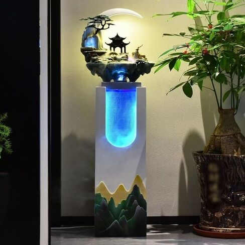 قاع الديكور يقف نافورة مع صخور اصطناعية وأضواء LED ، فناء غرفة المعيشة فناء المناظر الطبيعية للمياه للدخول (أصفر) in Saudi Arabia