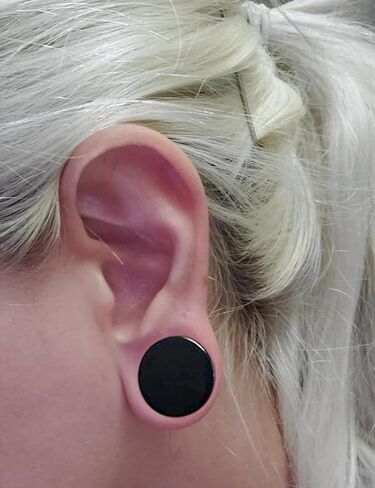 6G-30mm Solid Acrylic Black Gauges for Ear lightweight Tunnels Double Flared Saddle Ear Plugs Tunnels Earrings for Women Men in Kuwait