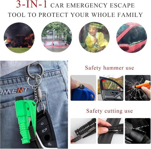 Emergency Keychain, Glass Breaker Seatbelt Cutter Key Chain, Escape Tool Keychain with Whistle, Car Accessories in Saudi Arabia