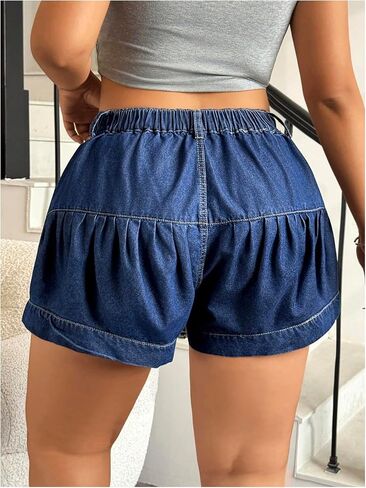 SHENHE Women's Plus Size Summer High Waist Jean Shorts Button Fly Denim Balloon Shorts Jorts in Saudi Arabia