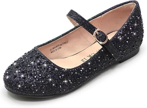FLYFUPPY Girls Dress Shoes Sparkle Mary Jane Ballet Flats with Rhinestone Princess Flower Wedding Shoes in Kuwait
