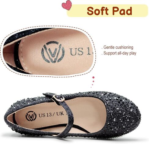 FLYFUPPY Girls Dress Shoes Sparkle Mary Jane Ballet Flats with Rhinestone Princess Flower Wedding Shoes in Kuwait