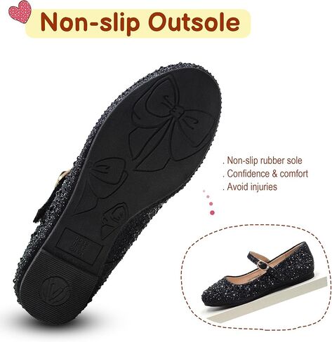 FLYFUPPY Girls Dress Shoes Sparkle Mary Jane Ballet Flats with Rhinestone Princess Flower Wedding Shoes in Kuwait