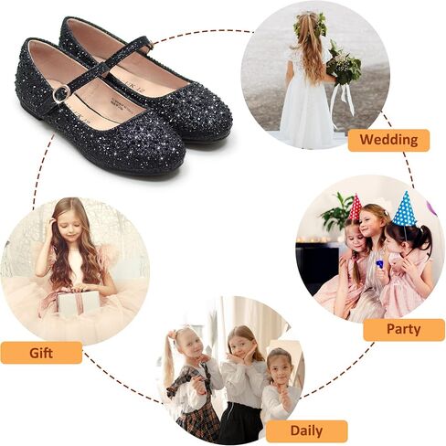 FLYFUPPY Girls Dress Shoes Sparkle Mary Jane Ballet Flats with Rhinestone Princess Flower Wedding Shoes in Kuwait