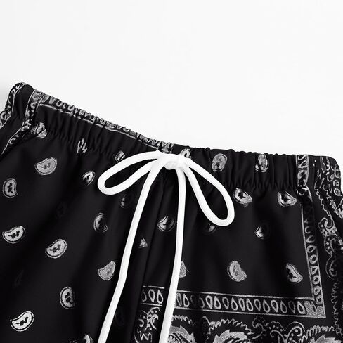 Boy's Paisley Shorts Boho Drawsring Waist Casual Gym Beach Bandana Summer Bandana Shorts with Pockets in Saudi Arabia