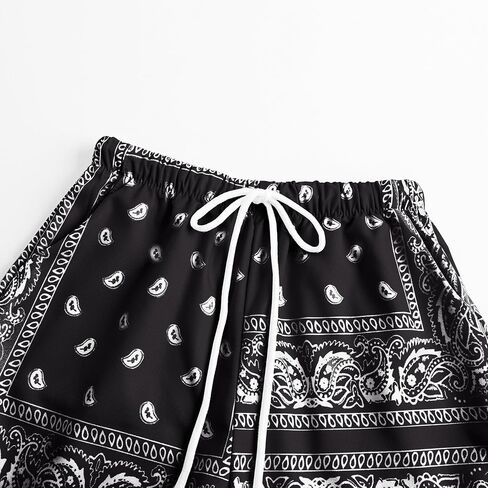 Boy's Paisley Shorts Boho Drawsring Waist Casual Gym Beach Bandana Summer Bandana Shorts with Pockets in Saudi Arabia