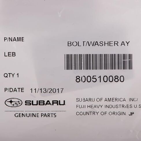 Genuine Subaru 800510080 Bolt/Washer Ay, 1 Pack in Saudi Arabia