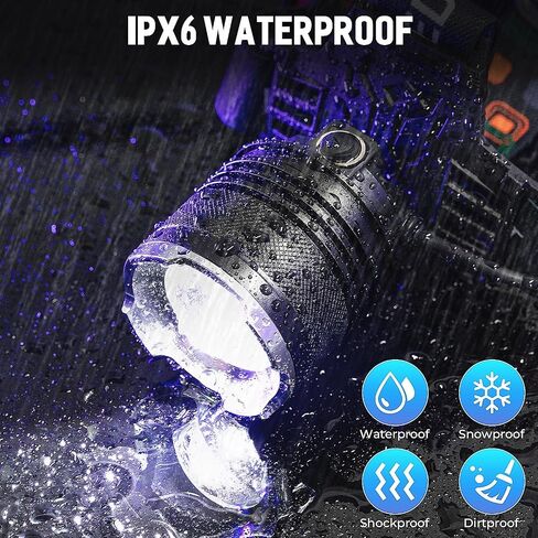 LED Rechargeable Headlamp, 6000 mAh(Include Βattery) High Lumens Super Bright Head Lamp USB Rechargeable with 5 Modes & Waterproof Headlamps, 90° Adjustable for Adults Outdoor Camping Running Hunting in Saudi Arabia