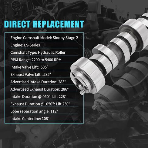 E-1840-P .585"/.585" Engine Camshaft Sloppy Stage 2, Hydraulic Roller Lift Cam Compatible with 1997-2007 G.M LS V8 LSx Silverado Che-vy L92 L99 5.3L 5.7L 6.0L 6.2L in Saudi Arabia