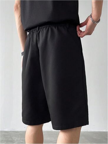Men's Pleated Dress Shorts Zipper Fly Wide Leg Business Office Work Baggy Bermuda Shorts with Pockets in Saudi Arabia