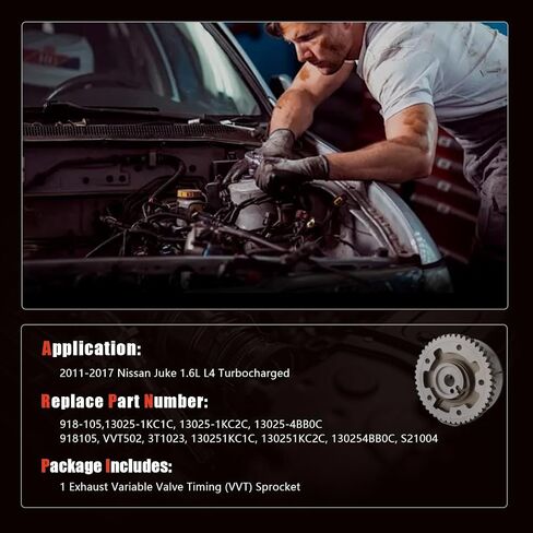 Exhaust Variable Valve Timing (VVT) Sprocket Fit for 2011-2017 Nissan Juke 1.6L L4 Turbocharged Exhaust Camshaft Phaser Gear Replace# 918-105,13025-1KC1C in Saudi Arabia