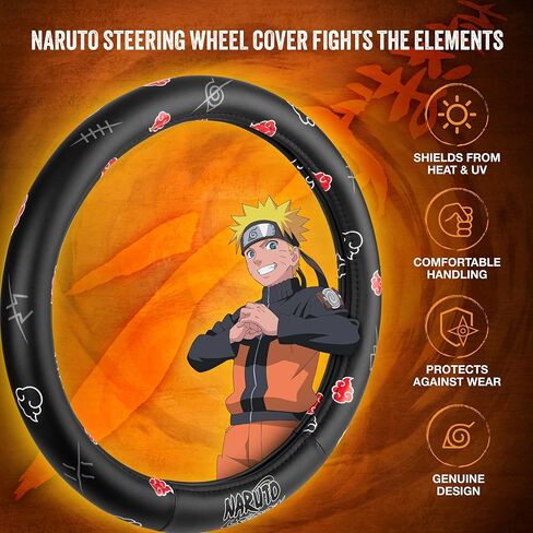 Naruto Shippuden Car Steering Wheel Cover, 15 Inch Anime Steering Wheel Cover, Cushioned Soft Comfortable Cover Anime Car Accessories for Men Women, Akatsuki in Saudi Arabia