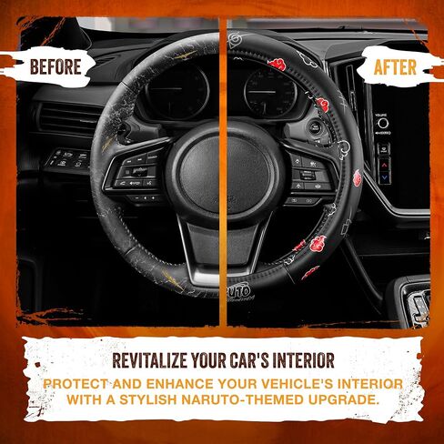 Naruto Shippuden Car Steering Wheel Cover, 15 Inch Anime Steering Wheel Cover, Cushioned Soft Comfortable Cover Anime Car Accessories for Men Women, Akatsuki in Saudi Arabia
