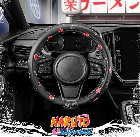 Naruto Shippuden Car Steering Wheel Cover, 15 Inch Anime Steering Wheel Cover, Cushioned Soft Comfortable Cover Anime Car Accessories for Men Women, Akatsuki in Saudi Arabia