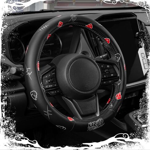 Naruto Shippuden Car Steering Wheel Cover, 15 Inch Anime Steering Wheel Cover, Cushioned Soft Comfortable Cover Anime Car Accessories for Men Women, Akatsuki in Saudi Arabia