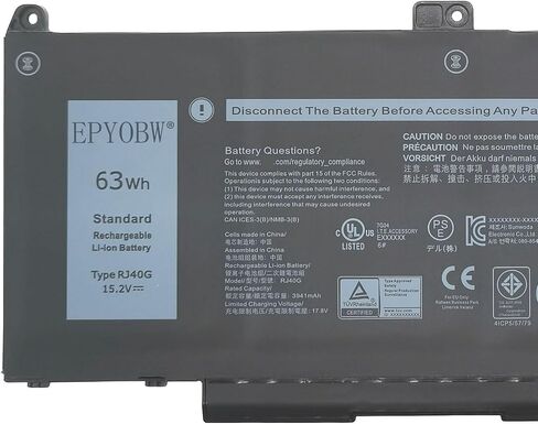 بطارية كمبيوتر محمول 6WVHD 35.6Wh 4457mAh 4-Cell 7.6V متوافقة مع DELL Latitude 7230 Rugged Extreme Tablet / T06H T06H001 Series FNW8F 0VDDJY VDDJY 0JM6CX JM6CX 451-BDDY in Saudi Arabia
