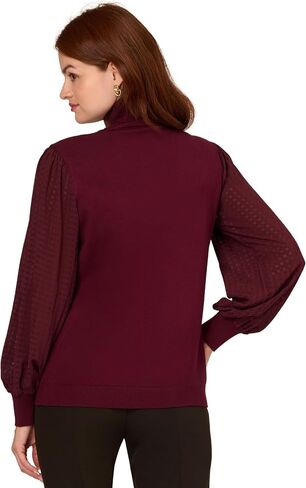 Adrianna Papell Women's Long Woven Sleeve Turtleneck Sweater in Saudi Arabia