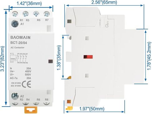Baomain Manual Household AC Contactor HC1-63M/04 Normally Closed 4 Pole 63A 50/60Hz Modular Contactor Circuit Control 35mm DIN Rail (AC 110V, 4 NC) in Saudi Arabia